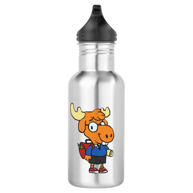 Young Moose with a backpack Choose back color Edelstahlflasche (Rechts)