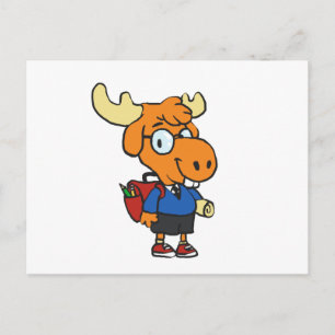 Young Moose with a backpack Choose back color Postkarte