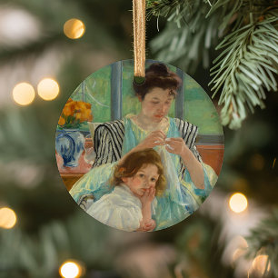 Young Mother Näwing   Mary Cassatt Keramik Ornament