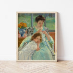 Young Mother Näwing | Mary Cassatt Poster<br><div class="desc">Young Mother Sewing (1900) von der amerikanischen Impressionistin Mary Cassatt. Original-Kunstwerk ist ein Ölgemälde auf Leinwand. Das Portrait zeigt eine Mutter,  die von Hand näht,  während sich ihr kleines Kind nah auf den Schoß lehnt. Verwenden Sie die Entwurfstools,  um einen benutzerdefinierten Text hinzuzufügen oder das Bild zu personalisieren.</div>