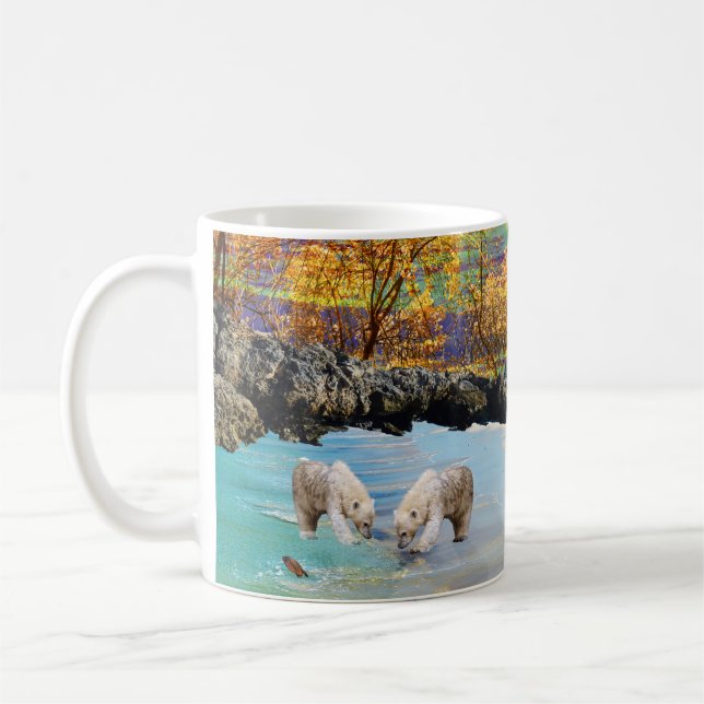 Young Polar Bears Fishing, Coffee Tasse (Links)