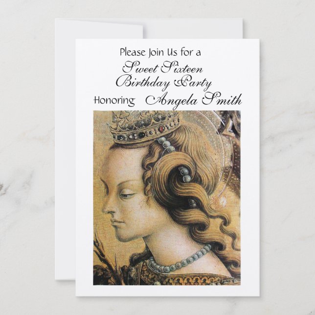 YOUNG PRINCESS SWEET 16 PARTY Gold Metallic Einladung (Vorderseite)