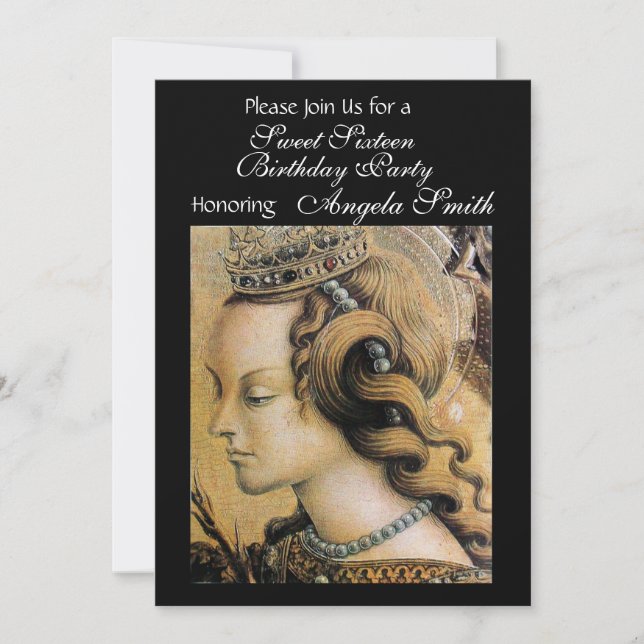 YOUNG PRINCESS SWEET 16 PARTY schwarz Einladung (Vorderseite)