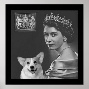 Young Queen Elizabeth II. und Corgi Hund Poster