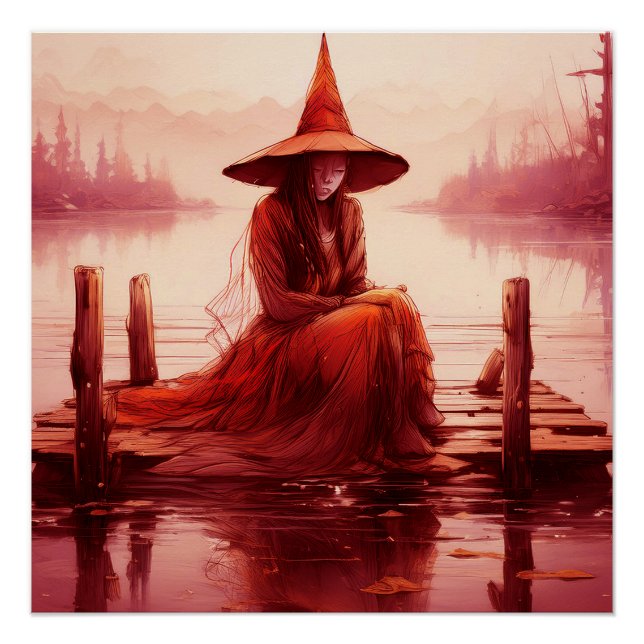 Young Red Hexen setzt auf gebrochener Pier Poster (Vorderseite)