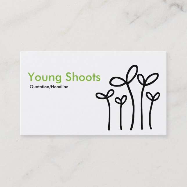 Young Shoots - Grün mit Schwarz auf Weiß Visitenkarte (Vorderseite)