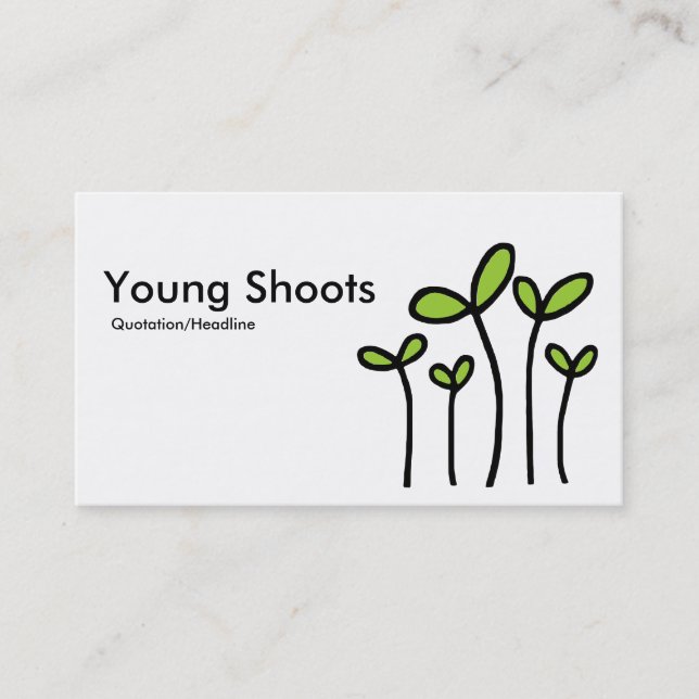 Young Shoots - Schwarz mit Martian Green auf Weiß Visitenkarte (Vorderseite)