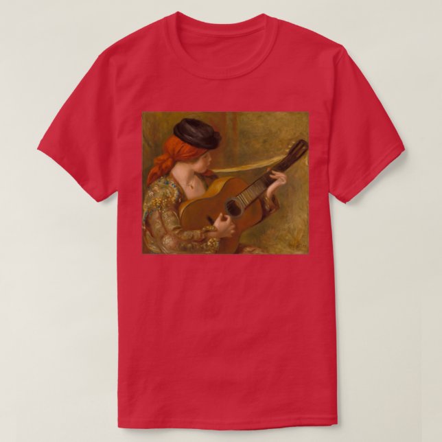Young Spanish Woman with a Guitar by Auguste Renoi T-Shirt (Design vorne)