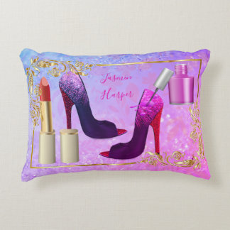 Young Trendy Girly Colorful Fashion Shoes Makeup Dekokissen