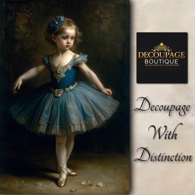 Young Vintage Ballerina in Blue Tutu Decoupage Seidenpapier (Young Vintage Ballerina in Blue Decoupage Tissue Paper)