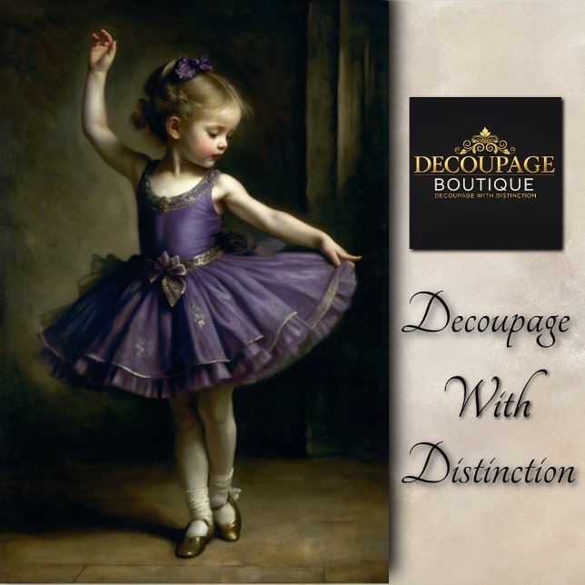 Young Vintage Ballerina in Violet Decoupage Seidenpapier (Young Vintage Ballerina in Violet Decoupage Tissue Paper)