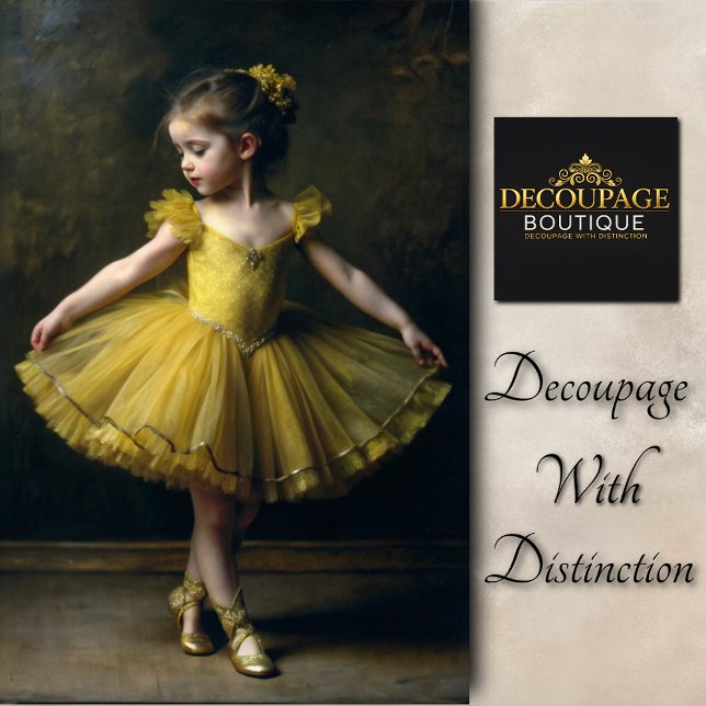 Young Vintage Ballerina In Yellow Decoupage Seidenpapier (Young Vintage Ballerina in Yellow Decoupage Tissue Paper)
