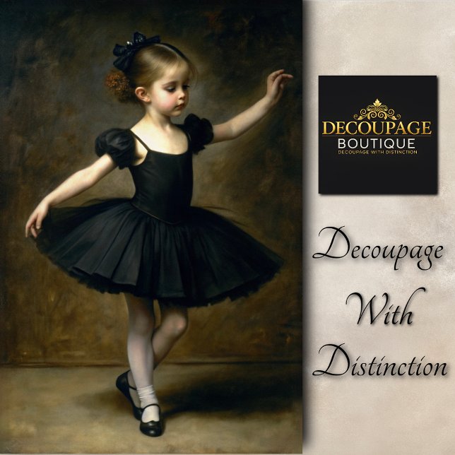 Young Vintage ballet dancer in Black Decoupage Seidenpapier (Young Vintage Ballerina in Black Decoupage Tissue Paper)