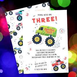 Young Wild 3. Geburtstag Kids Monster Car Trucks Einladung