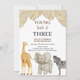 Young WILD & 3 Safari Thema 3. Geburtstag Einladung
