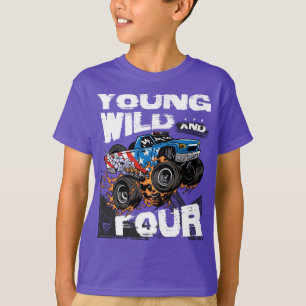 Young, Wild and 4th Birthday Boy Monster Par T-Shirt
