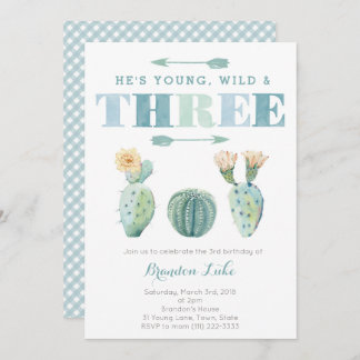 Young Wild and DREE Cactus 3rd Birthday Party Einladung