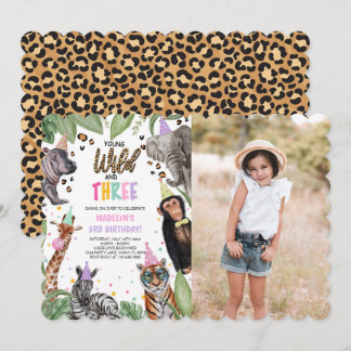 Young Wild and DREE Safari 3. Geburtstag Foto Einladung