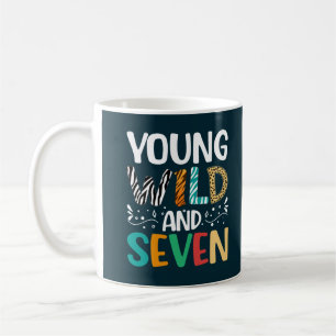 Young Wild and Seven Funny 7th Birthday Boy Girl Kaffeetasse