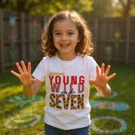 Young Wild and Seven Leopard Print Birthday Girl T-Shirt