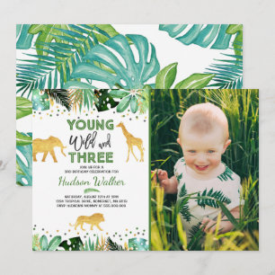 Young Wild and Three Birthday Einladungs Dschungel Einladung