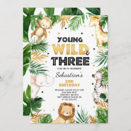 Young Wild and Three Birthday laden Safari Party e Einladung