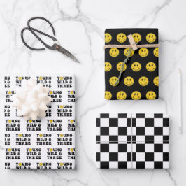 Young Wild and Three Boy 3. Geburtstag Party Geschenkpapier Set