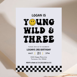 Young Wild and Three Boy 3rd Birthday Party Einladung