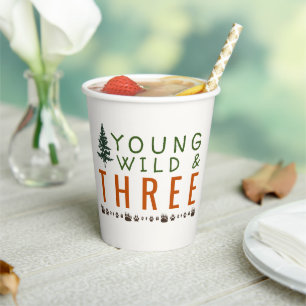 Young Wild and Three Forest Birthday Party Pappbecher