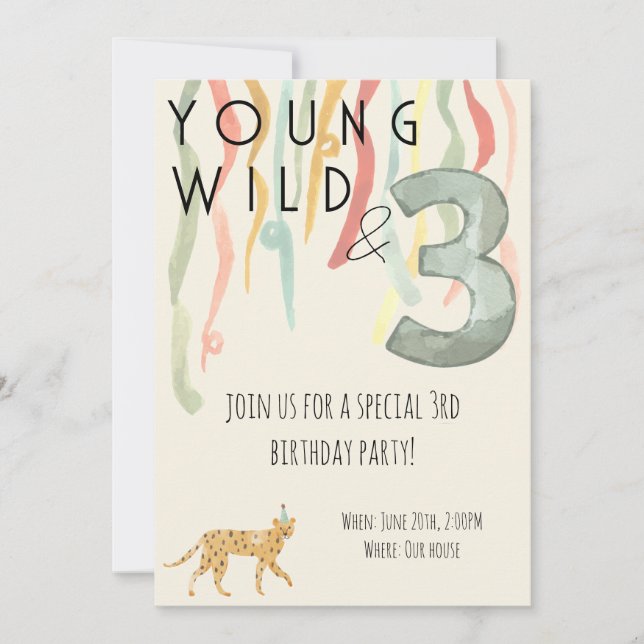 Young Wild and Three Geburtstagseinladung Einladung (Vorderseite)