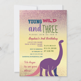 Young Wild and Three Girl 3. Geburtstag Einladung