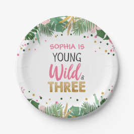 Young Wild and Three Girl Pink Tropical Safari Pappteller