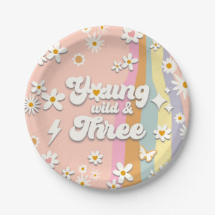 Young Wild and Three Groovy 3. Geburtstagsplatte Pappteller