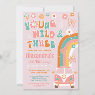 Young Wild and Three Groovy Geburtstagseinladungen Einladung