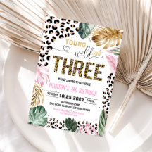 Young Wild and Three Leopard Print Jungle Geburtst