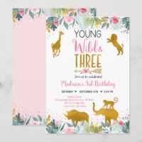 Young Wild and Three Pink Gold Safari Geburtstag