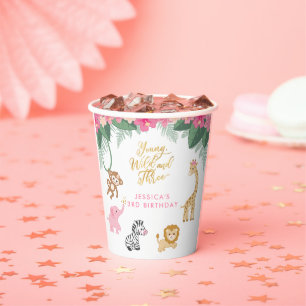 Young Wild and Three - Pink Safari Girl's 3. Pappbecher