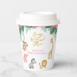 Young Wild and Three - Pink Safari Girl's 3. Pappbecher