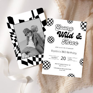 Young Wild and Three Retro Boys 3. Geburtstag Einladung