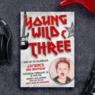 Young Wild and Three Rock Einladung mit Foto