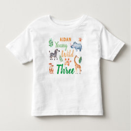 Young Wild and Three Safari Animal zum Geburtstag Kleinkind T-shirt