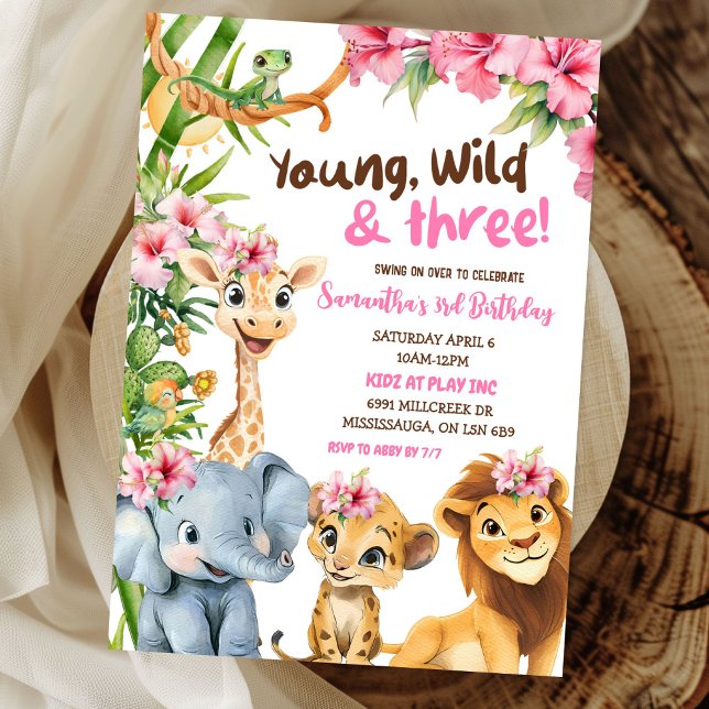 Young Wild and Three Safari Girl Einladung (Von Creator hochgeladen)