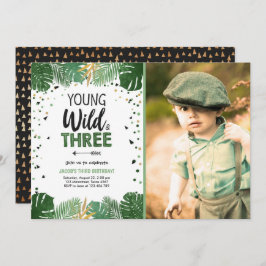 Young Wild and Three Tropical Safari Boy zum Gebur Einladung