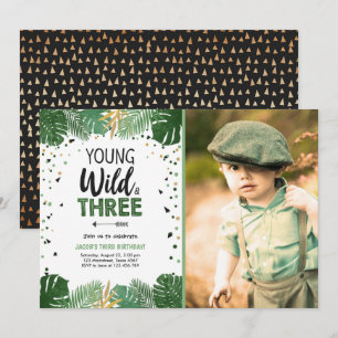 Young Wild and Three Tropical Safari Boy zum Gebur Einladung