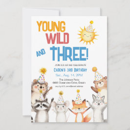 Young Wild and Three Zoo Animals Einladung