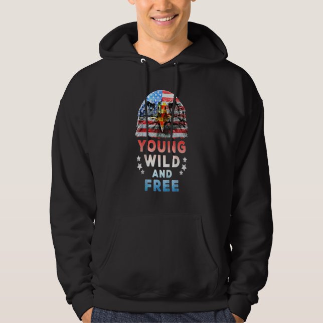 Young Wild Free American Patriotic 4. Juli USA Hoodie (Vorderseite)
