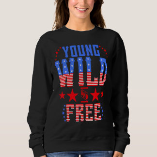 Young Wild & Free Memorial Day Patriotic Mama Girl Sweatshirt