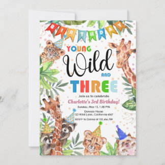 Young & Wild Jungle Safari Kids Birthday Einladung