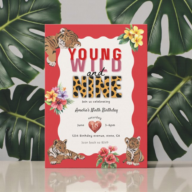 Young Wild Nine Tiger Jungle Birthday Einladung (Von Creator hochgeladen)