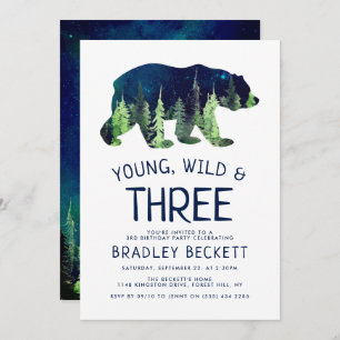 Young, Wild & Three 3. Geburtstag Einladung